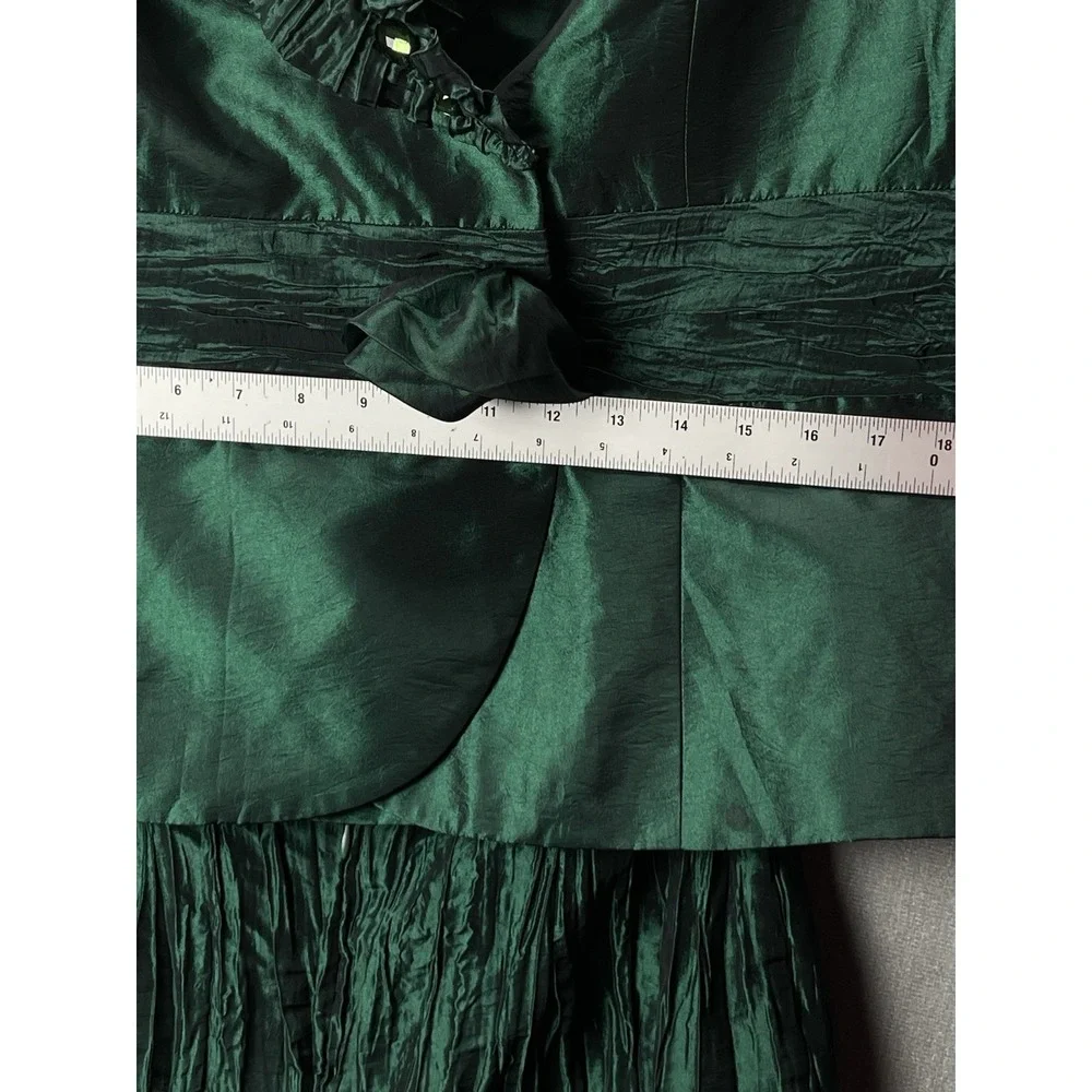 Night Studio New York 3 Piece Emerald Green Formal Skirt Suit Beaded Size 10